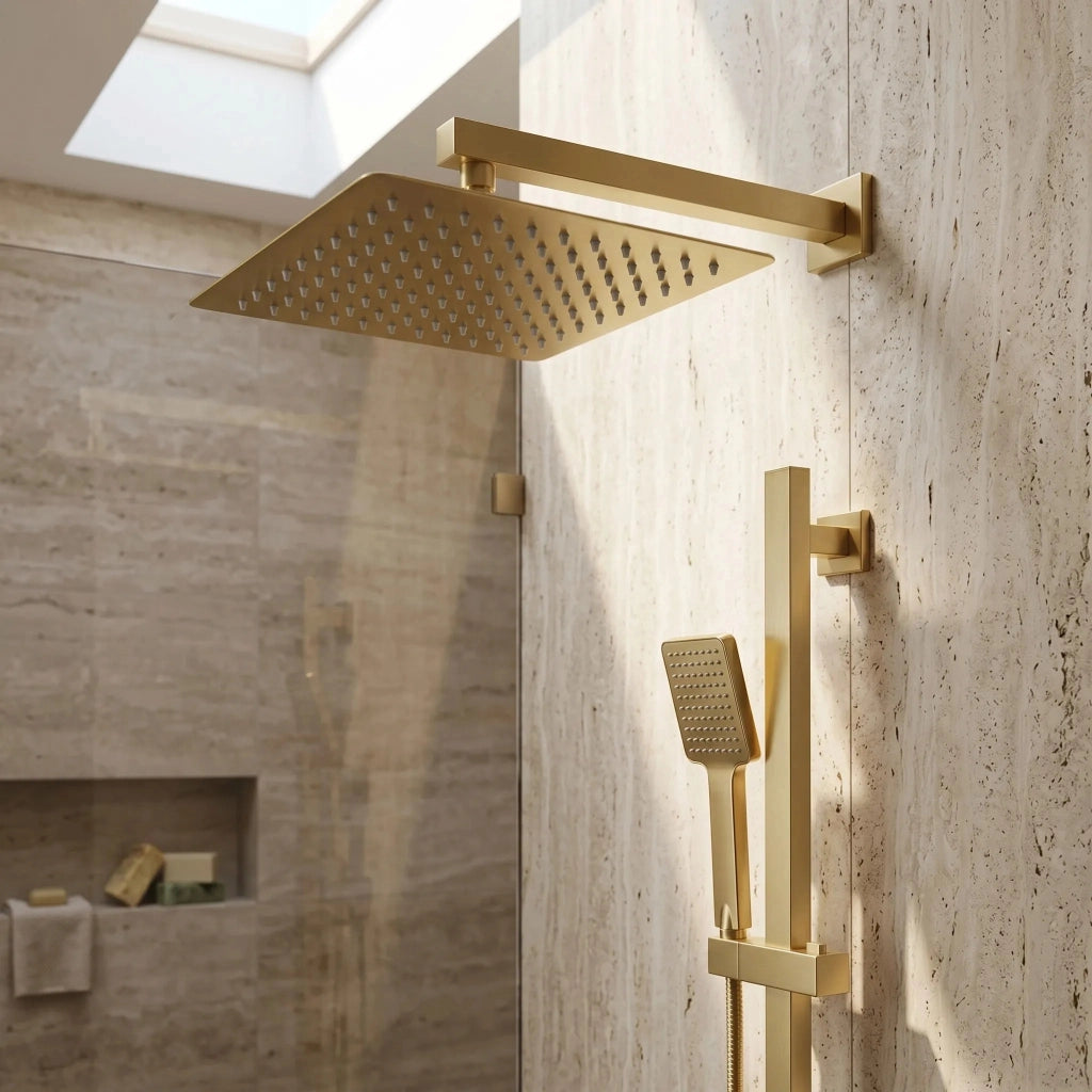 Soffione Doccia Quadrato Rea Js-p015bg 30cm Brush Gold