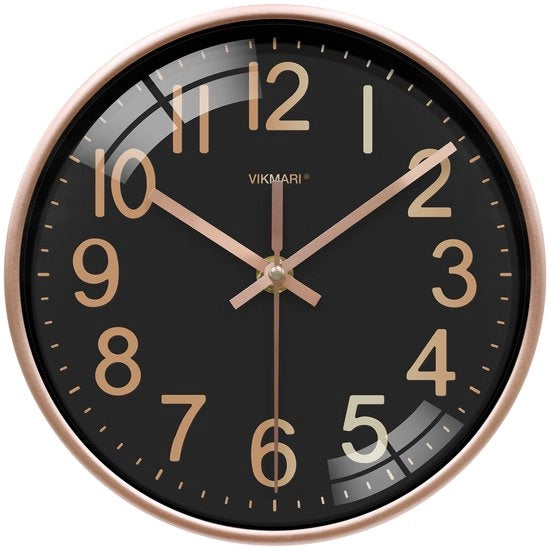 Orologio da Parete Moderno, Piccola 20cm Silenzioso Non Toccativo Orologio da Parete per Salotto Camera da Letto Ufficio Cucina (Nero e Oro)