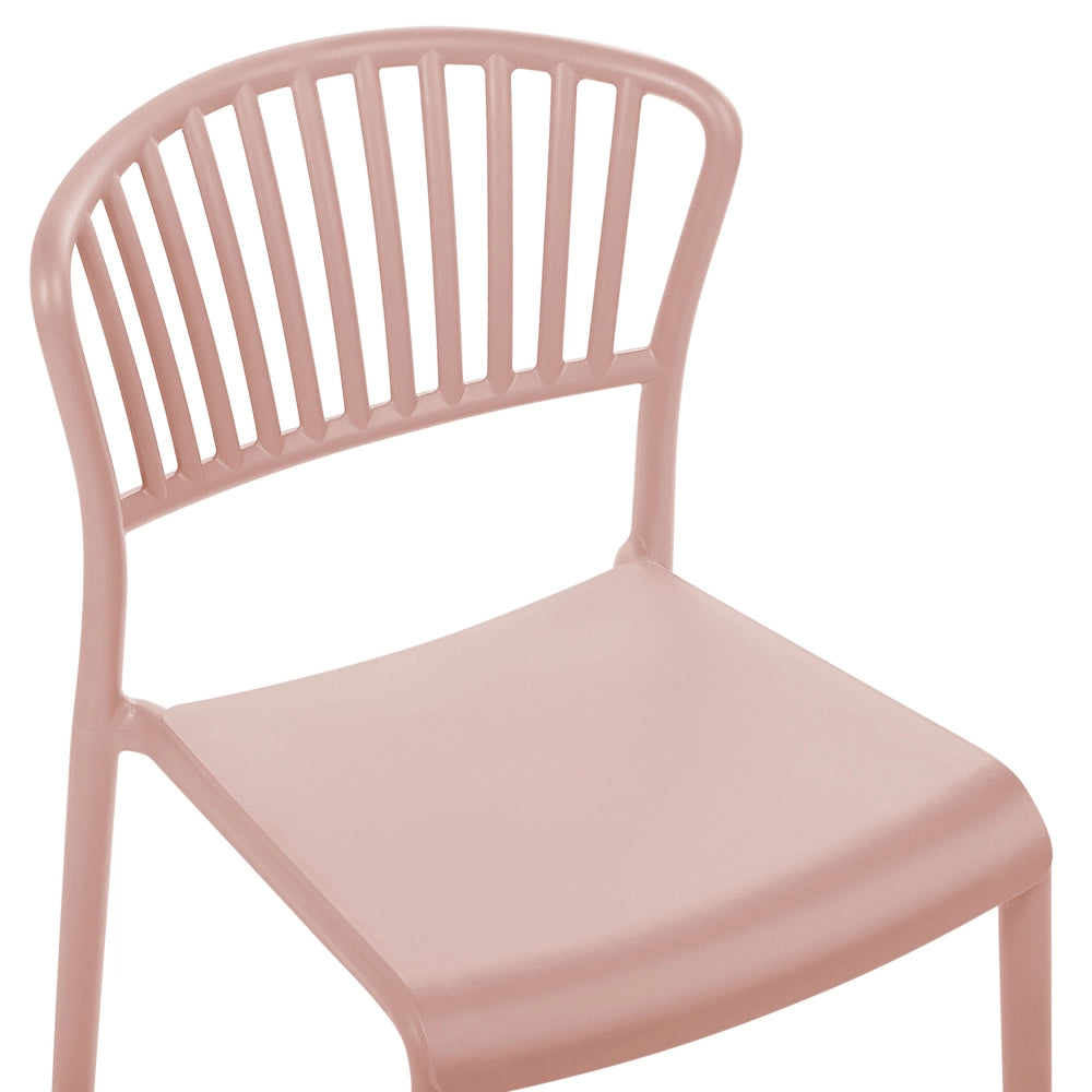 Set di 4 sedie da pranzo in plastica rosa per interni ed esterni da giardino impilabili in stile minimalista