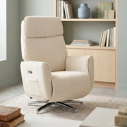 POLTRONA Relax Elettrica Girevole 360° Cream White in Poliestere con 2 Motori