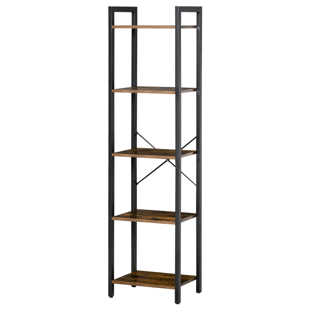 Libreria Scaffale Industriale in Legno e Acciaio ¨C zephmum ¨C 40x30x154cm Marrone