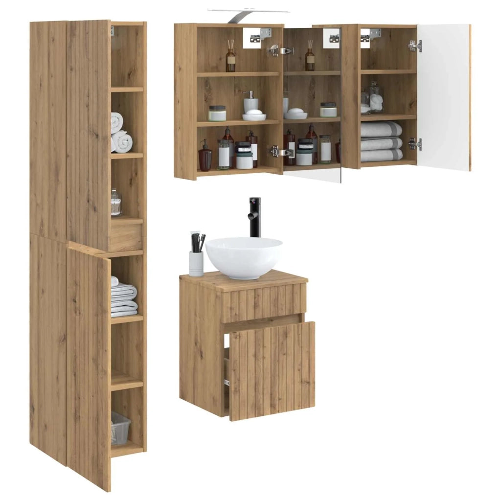 Set di Armadi da Bagno 5 pcs Rovere Artigianale 3407350