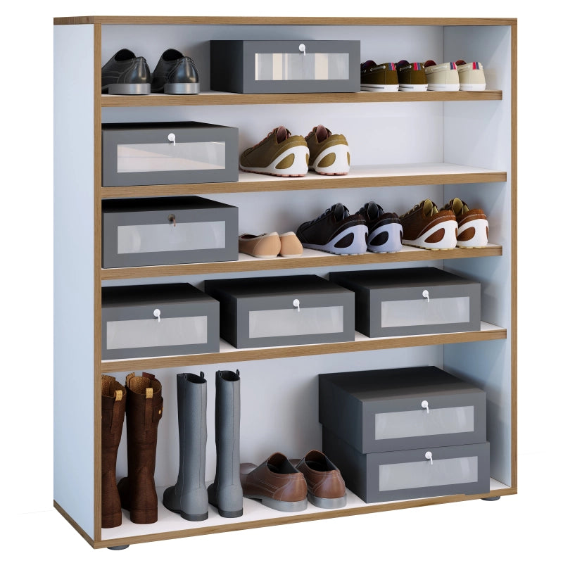Super Scarpiera Legno H110 L100 P33 cm Armadio Porta Scarpe Salvaspazio con Ripiani Regolabili Colore Bianco