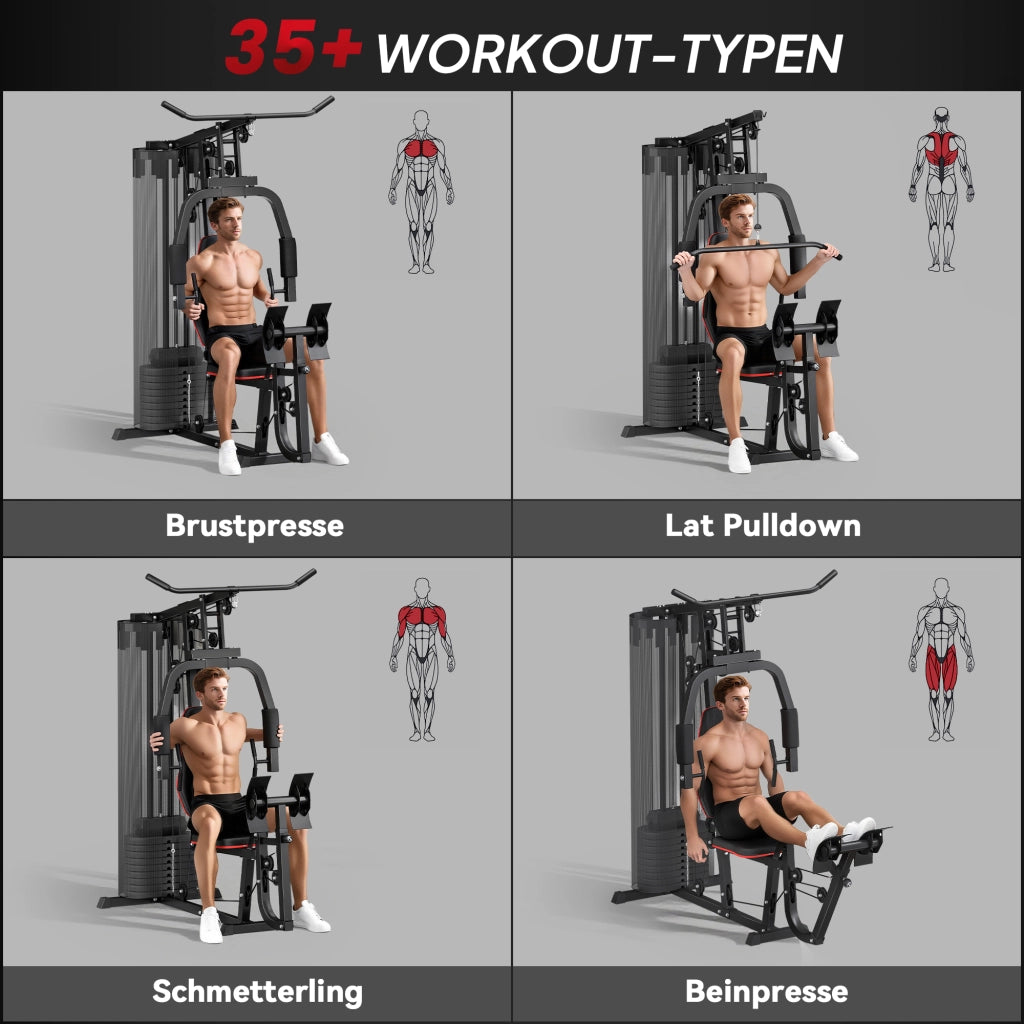 Stazione Fitness Multifunzione ¨C Xylo ¨C Con Blocchi Peso 45kg, Cavi Alti, Leg Press