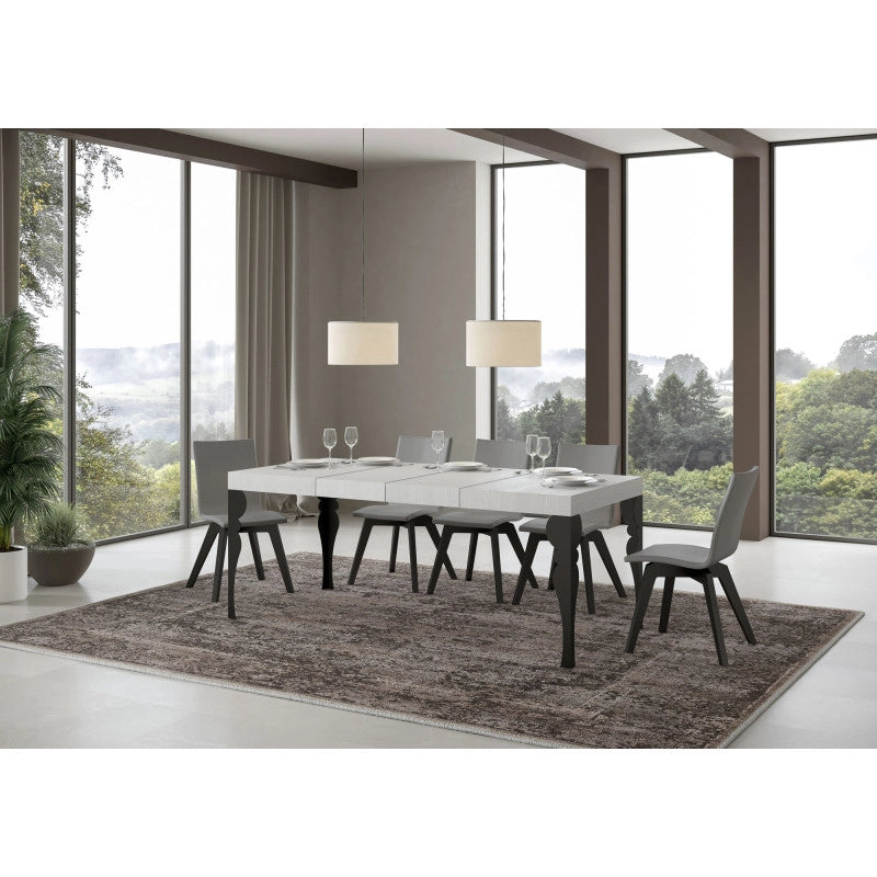 Tavolo allungabile 130/390x90 cm Paxon Premium telaio Antracite - Bianco Frassino