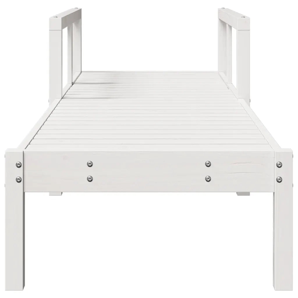Lettino Prendisole Bianco 199,5x62x55 cm Legno Massello di Pino 832539