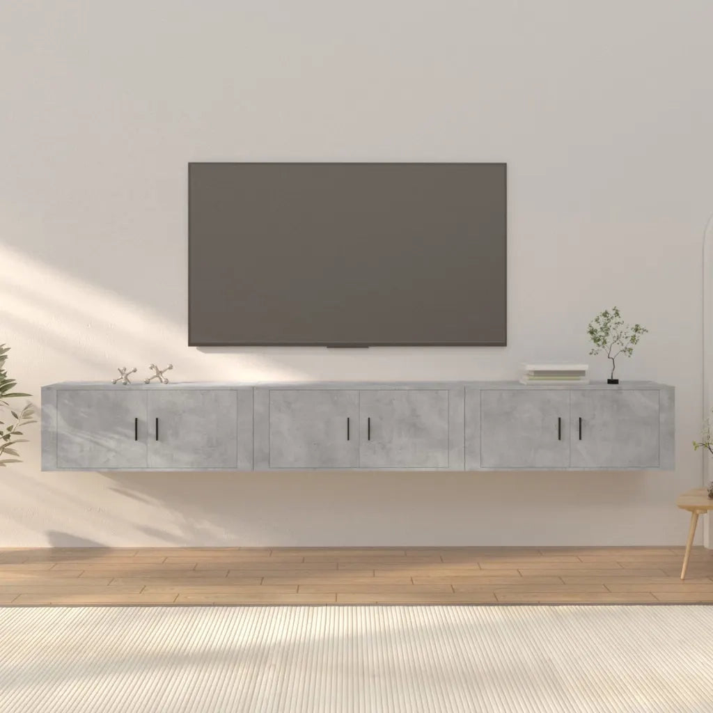 Mobili Porta TV a Parete 3 pz Grigio Cemento 100x34,5x40 cm 3188378