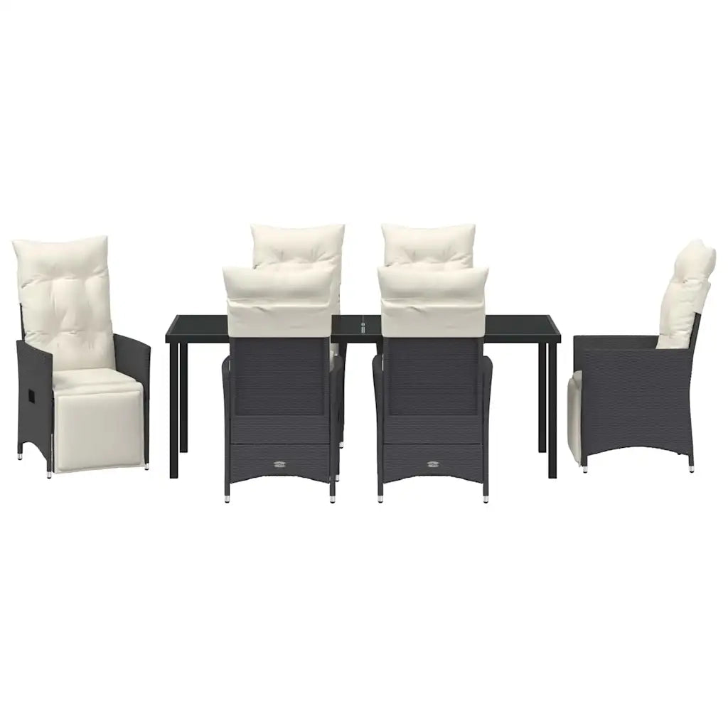Set da Pranzo per Giardino con cuscino 7 pcs Nero polyrattan 3379567