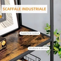 Mobile Libreria a 7 Livelli in Legno e Acciaio Stile Industriale, 83x34x180 cm, Marrone