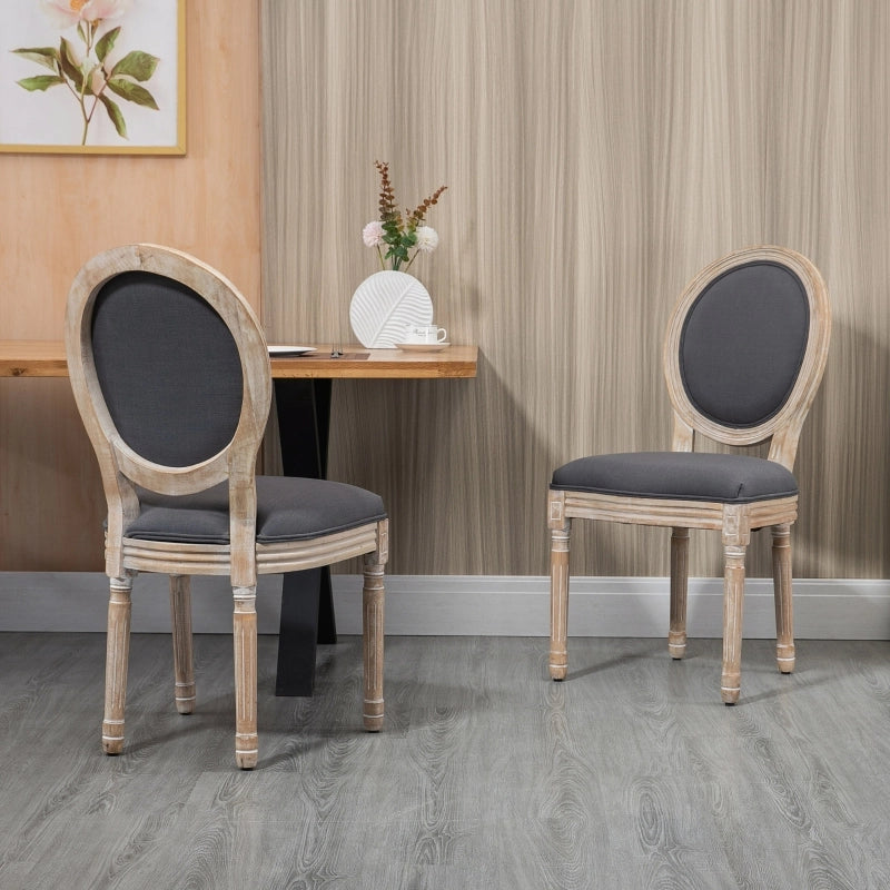 Sedie da sala da pranzo set da 2 con schienale imbottito e piedini regolabili in legno e metallo grigio