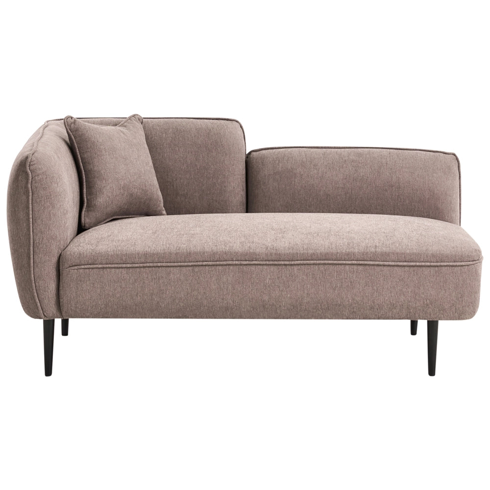 Chaise longue sinistra in poliestere bianco sporco con cuscino e gambe metallo stile moderno