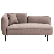 Chaise longue sinistra in poliestere bianco sporco con cuscino e gambe metallo stile moderno