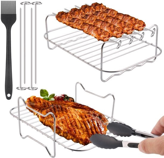 Set di griglia per air fryer - Accessori per air fryer - Alta qualità - Multicolore - Barbecue e arrosticini - Adatto per Ninja e altri modelli