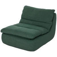 Sedia da Terra Moderna e Imbottita in Tessuto Effetto Velluto Verde e Schiuma, 82x103x75 cm