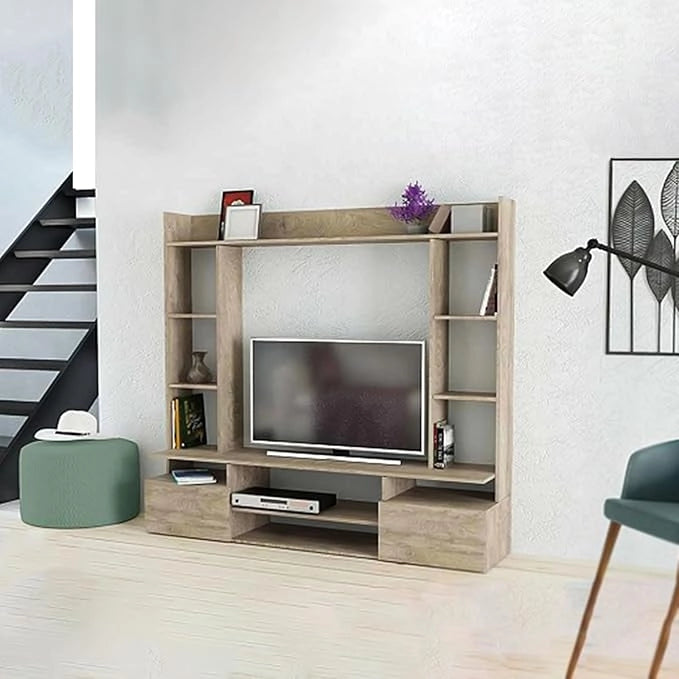 Parete Attrezzata Living Silver 165x40x150cm Rovere –Design Moderno e Funzionale