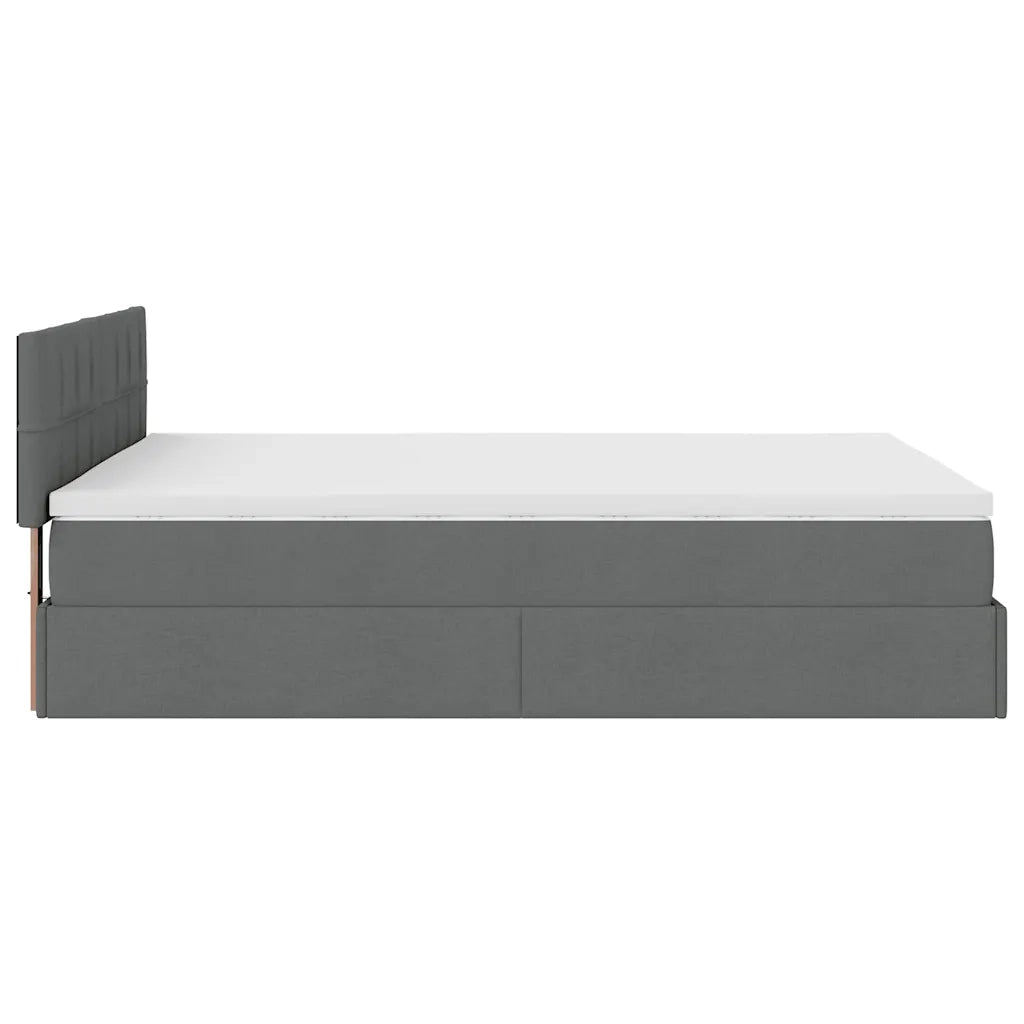 Pouf Letto con Materasso Grigio Scuro 140x200 cm in Tessuto 3311464