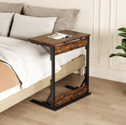 Tavolino laterale a C pieghevole 60 x 37 x 71 cm marrone rustico