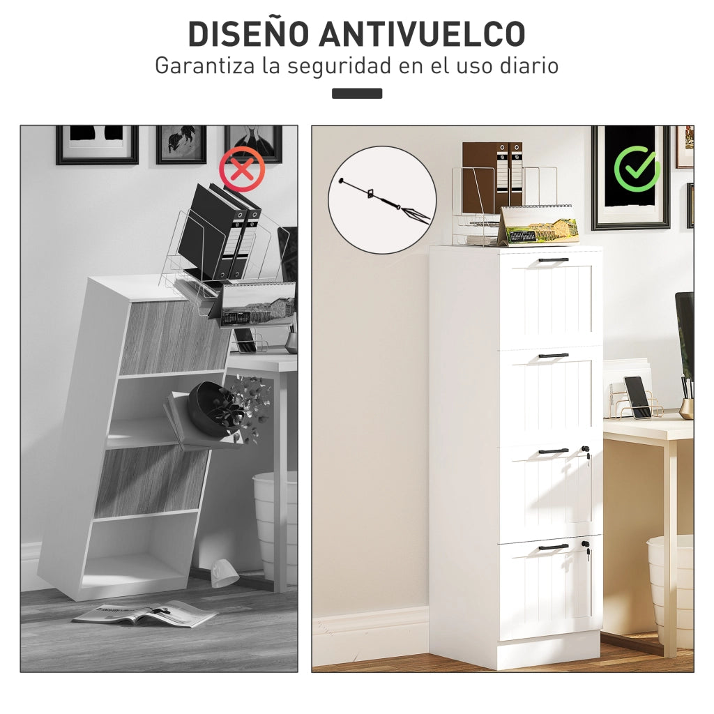 Cassettiera con 4 Cassetti ¨C zephmum ¨C Bianco 40x40x131 cm