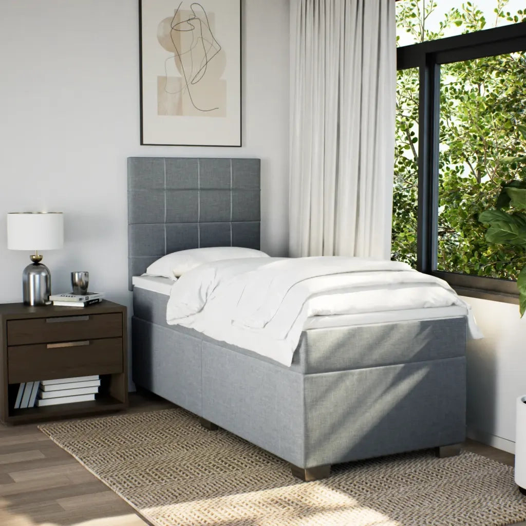 Giroletto a Molle con Materasso Grigio Chiaro 90x190 cm Tessuto 3292643
