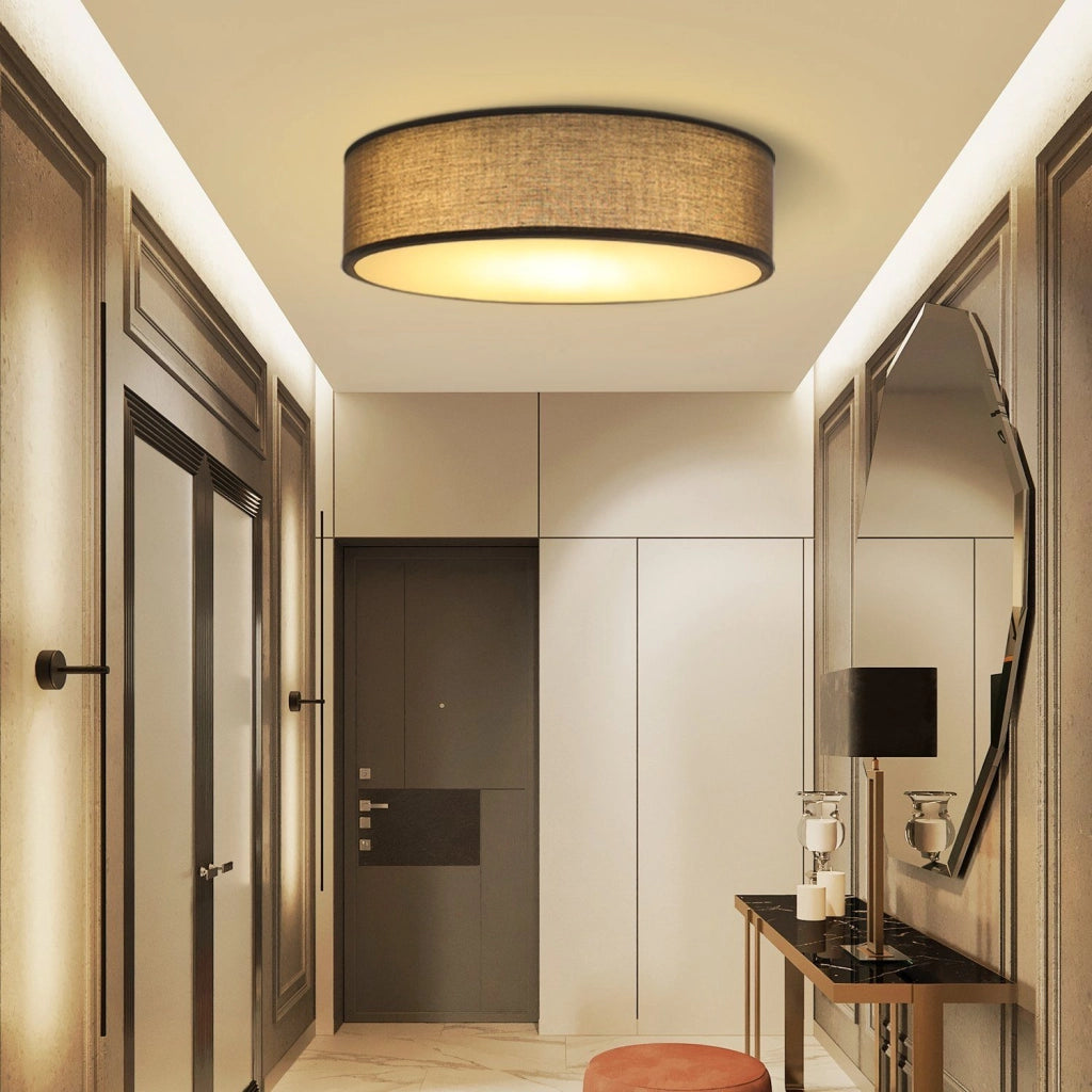 ZMH Lampada da soffitto rotonda in tessuto 38 cm con attacco E27 per illuminazione interna