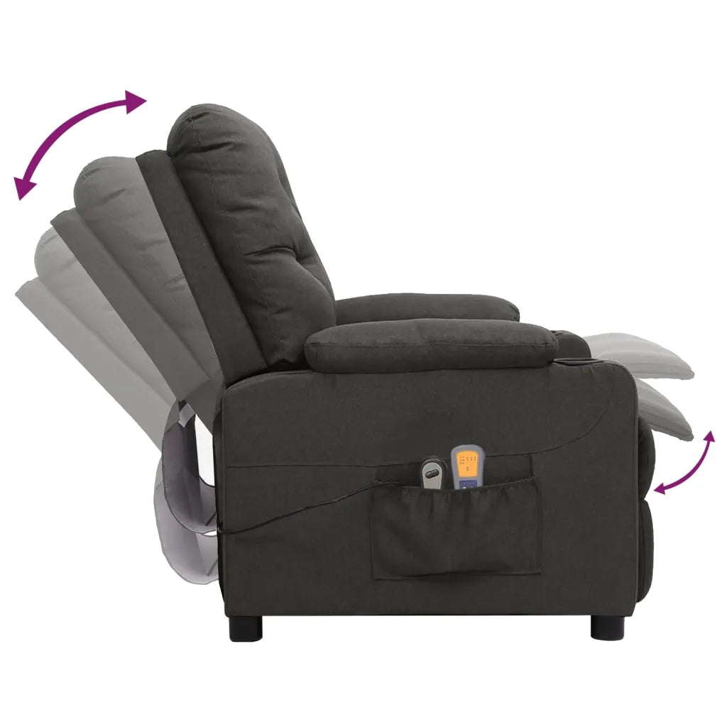Poltrona Massaggiante Elettrica Grigio Scuro in Tessuto 3098852