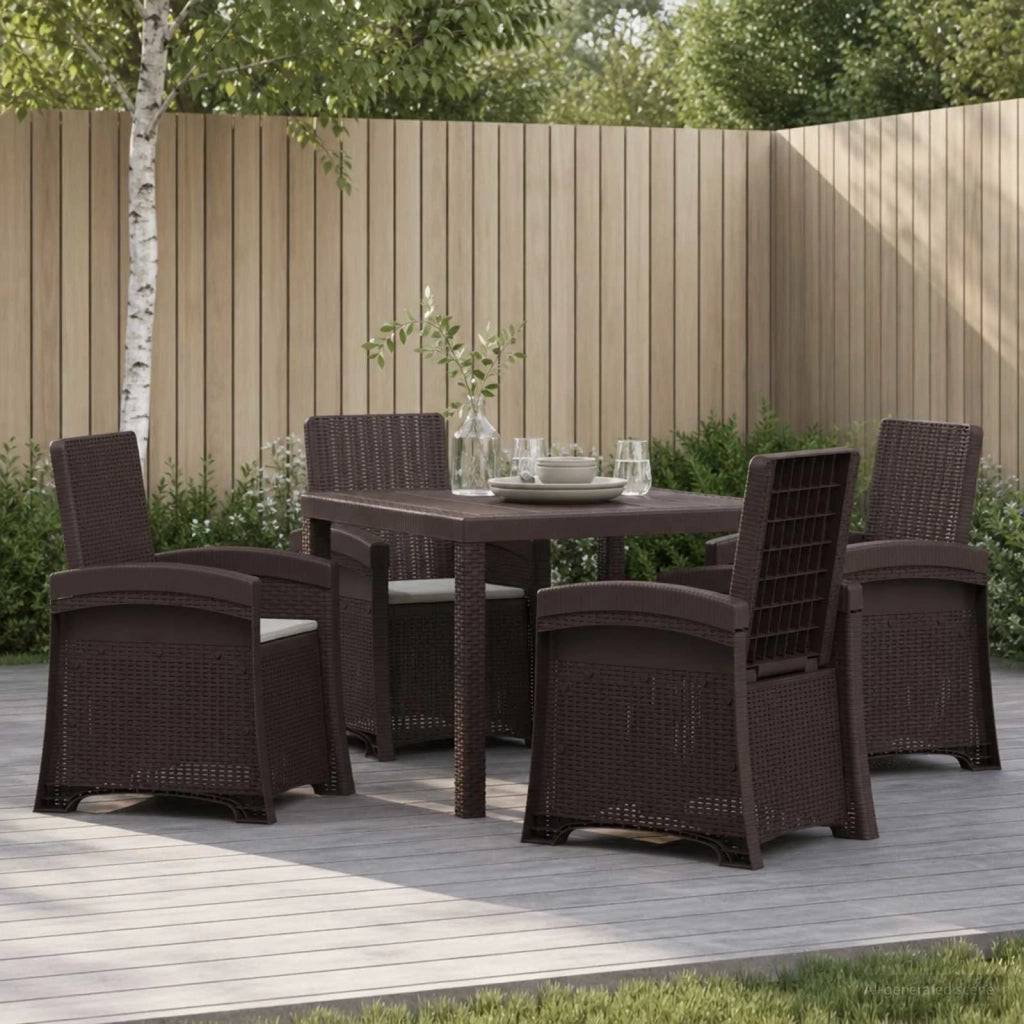 Set da Pranzo per Giardino 5 pz Marrone e Grigio Chiaro PP 3430110