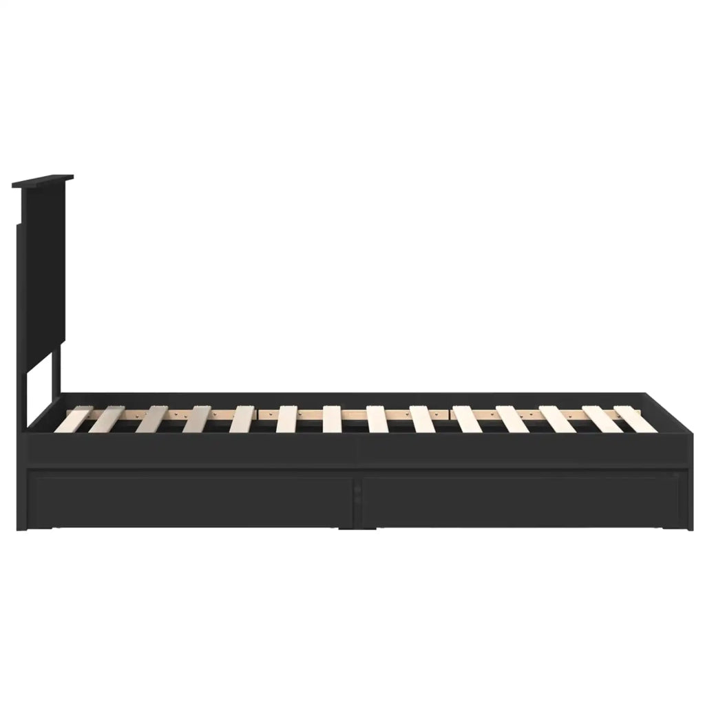 Letto con Contenitore Nero 75 x 190 cm Legno multistrato