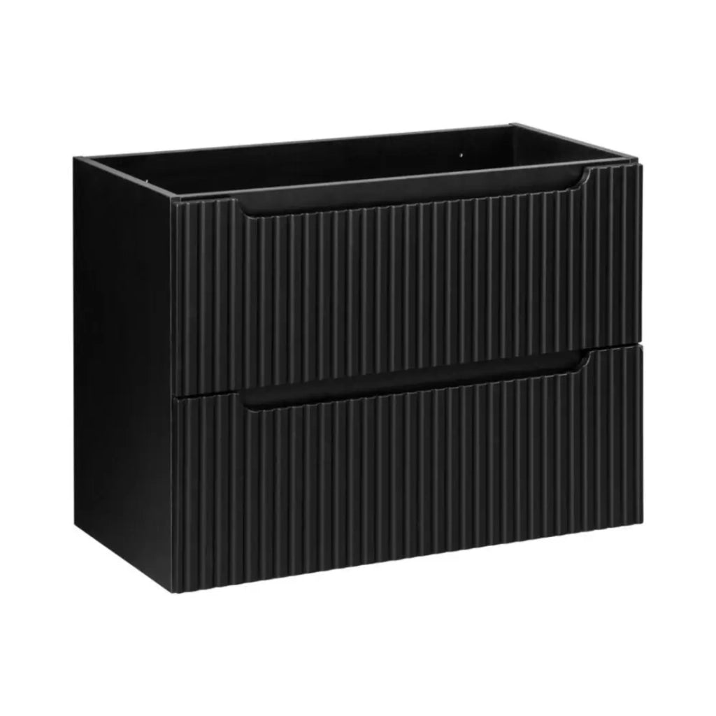 Set da bagno VANO 80cm: mobiletto sottolavabo con cassetti scanalati verticalmente + lavabo incassato bianco