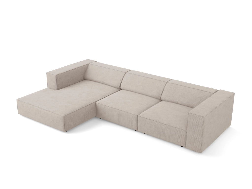 Cosmopolitan Design - Divano angolare sinistro "Arendal" 4 posti in ciniglia con effetto a coste beige scuro 