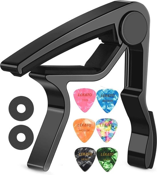 Set di plettro per chitarra, ukulele, mandolino e banjo da 6 plettro - nero