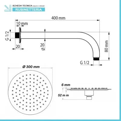 Set doccia incasso Paffoni Lime con soffione tondo inox 30 e kit doccia