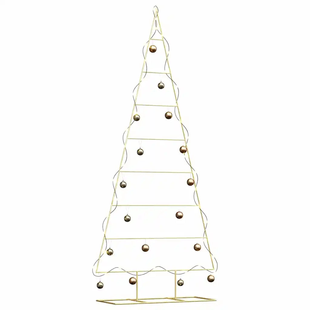Albero di Natale | Decorazioni natalizie in metallo con supporto Oro 211 cm