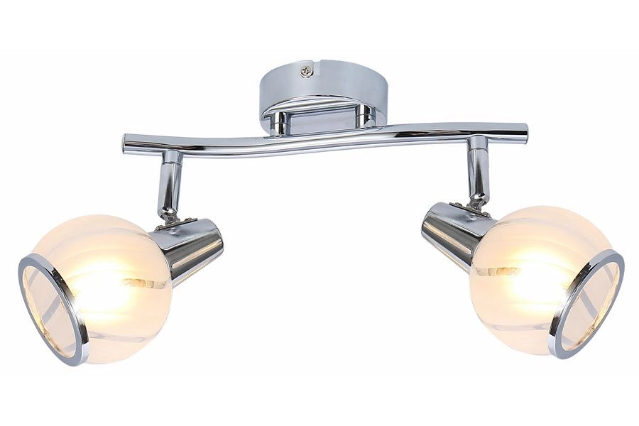 Plafoniera Reality Megan cromata doppia 2xE14 con vetro