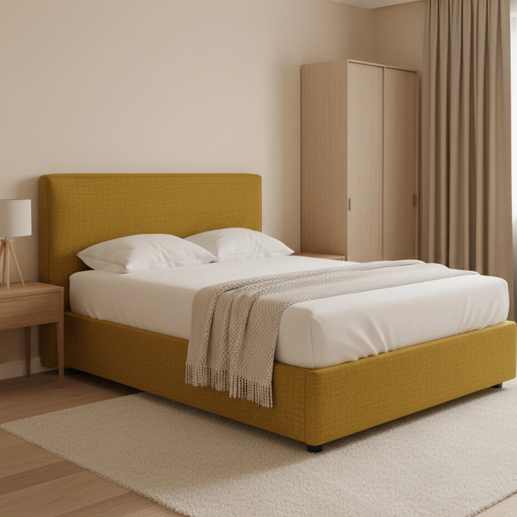 Gosport, Letto Piazza e Mezza Sfoderabile Made in Italy, Giallo Ocra