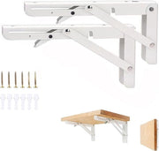 Due supporti pieghevoli per tavolo - 16 pollici supporto pieghevole per tavolo da parete - Supporto pieghevole L per tavolo da parete con tre punte - Carico di 90 kg - Adatto per spazi di abitazione, cucina, ufficio, pieghevole