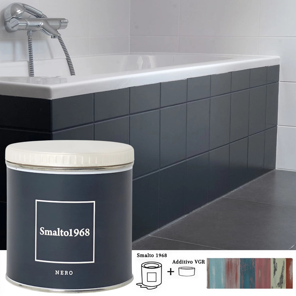 Smalto1968 base acqua vgr piastrelle ceramiche supporti difficili l 0.5 *** colore- nero, confezione 1