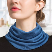 Sfoderata sciarpa calda per donne colore uniforme scialle doppio strato autunno inverno multifunzionale sciarpa intrecciata collo alto piccola sciarpa (32x19cm) - blu