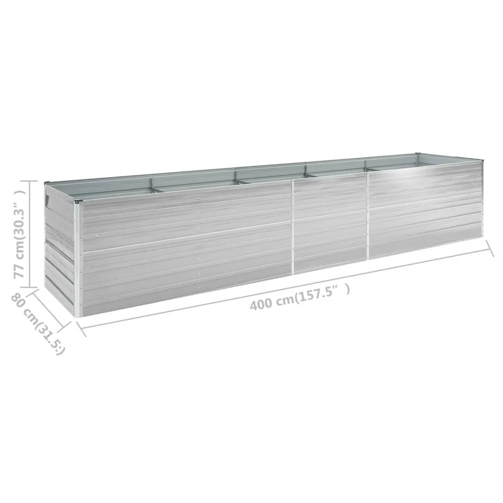 Aiuola rialzata per piante e fiori acciaio zincato 400 x 80 x 77 cm grigio 02_0001120