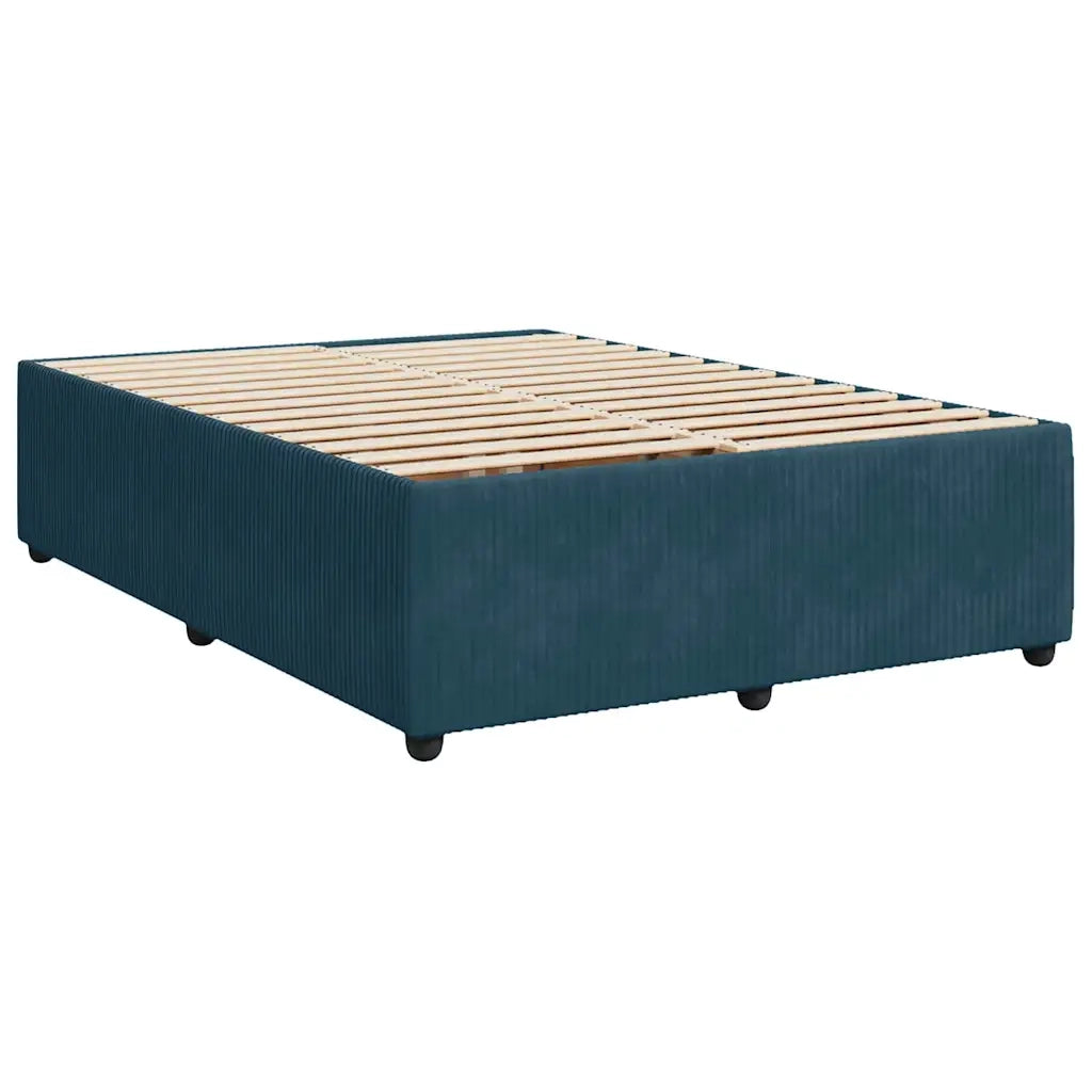Giroletto a Molle con Materasso Blu Scuro 160x200 cm in Velluto
