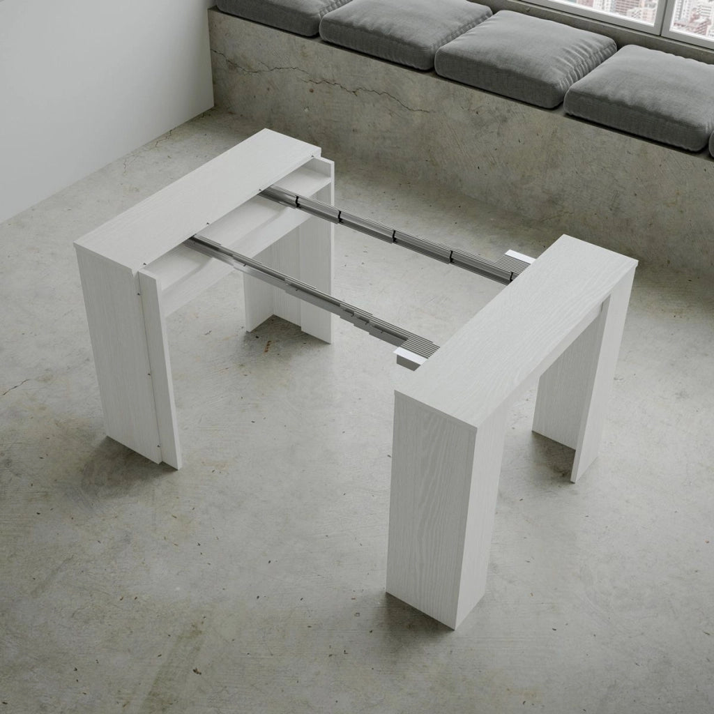 Consolle allungabile 90x48/308 cm Base Bianco Frassino