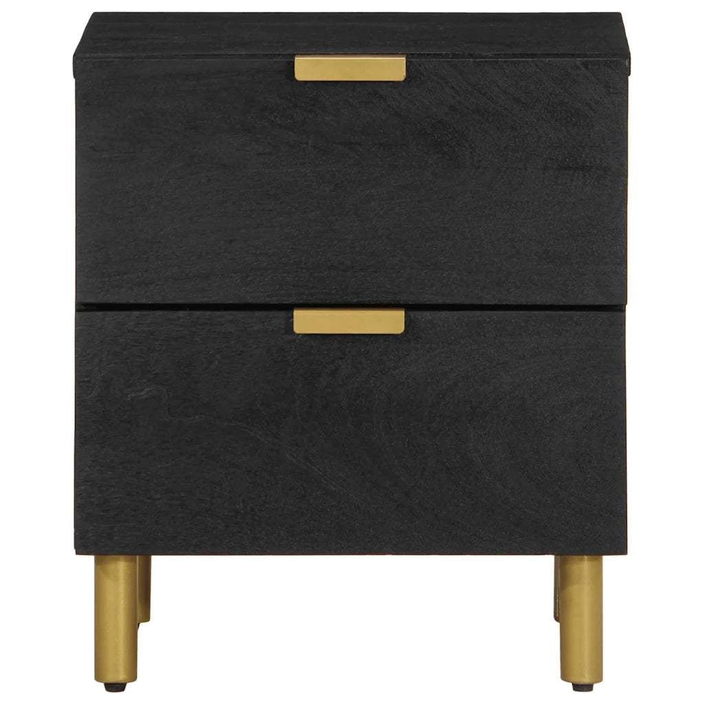 Comodino-Tavolino da notte Nero 40x33x46 cm in Legno Massello di Mango 752594