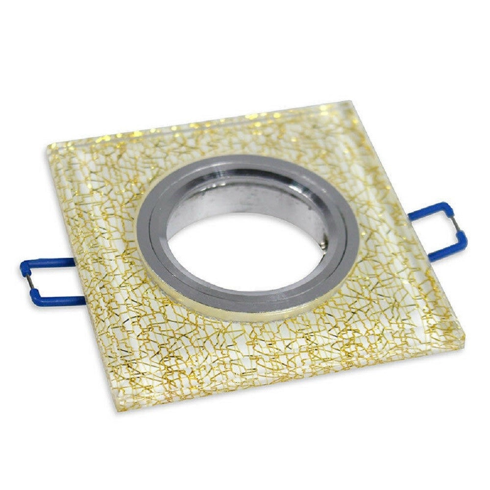 Trade Shop - Portafaretto Incasso Per Faretto Quadrato P16 Vetro Glitterato Bianco Argento Oro -