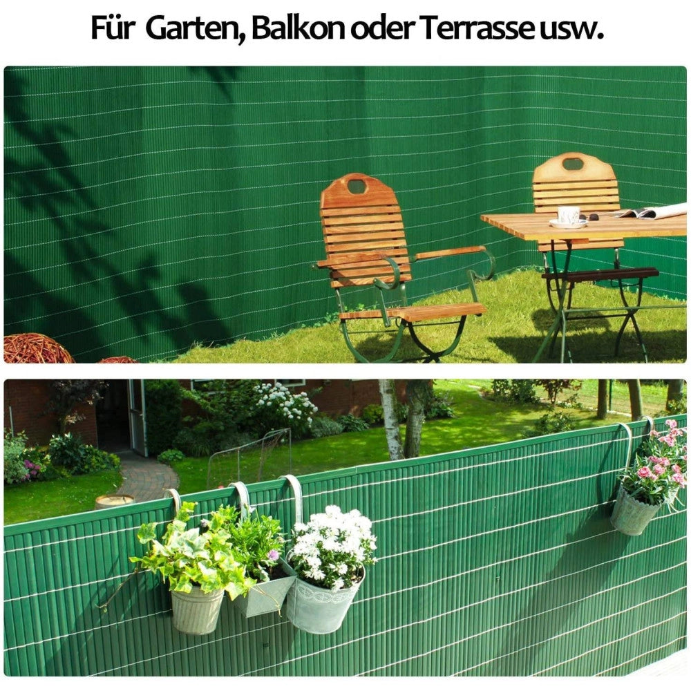 Trade Shop - Recinzione Giardino Frangivista Per Balcone Canniccio Pvc Verde Esterno 1,5x3 Mt -