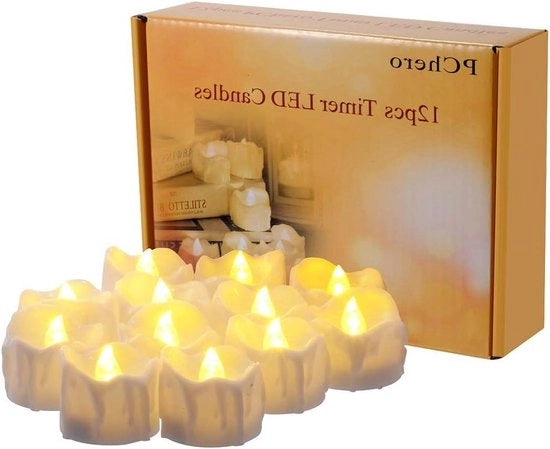 Led candele con fiamma oscillante 12pz luce a batteria con timer perfetta per decorazioni di casa - caldo bianco