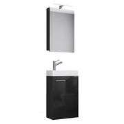 LineaViva di Ezooza Mobile Sospeso con lavabo in ceramica di alta qualità e mobile specchio con luce a led, Nero , lavabo Bianco