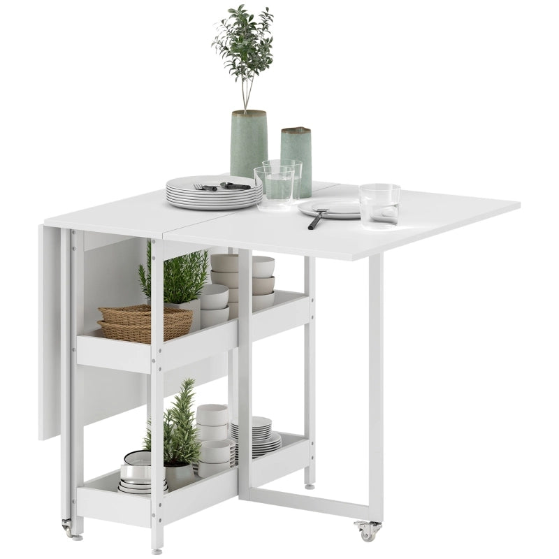 Tavolo da pranzo - pieghevole per 2-4 persone - 2 ripiani aperti - 133;4x80x75 cm - bianco