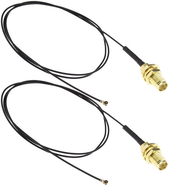 Cavi di antenne per schede WiFi Intel - Set da 2 pezzi - IPEX 4 a RP-SMA - Compatibile con AX200NGW, 8265AC - Cavi di sostituzione - MHF4 Pigtail coaxiale - M.2 NGFF - U.Fl IPX - 75 caratteri