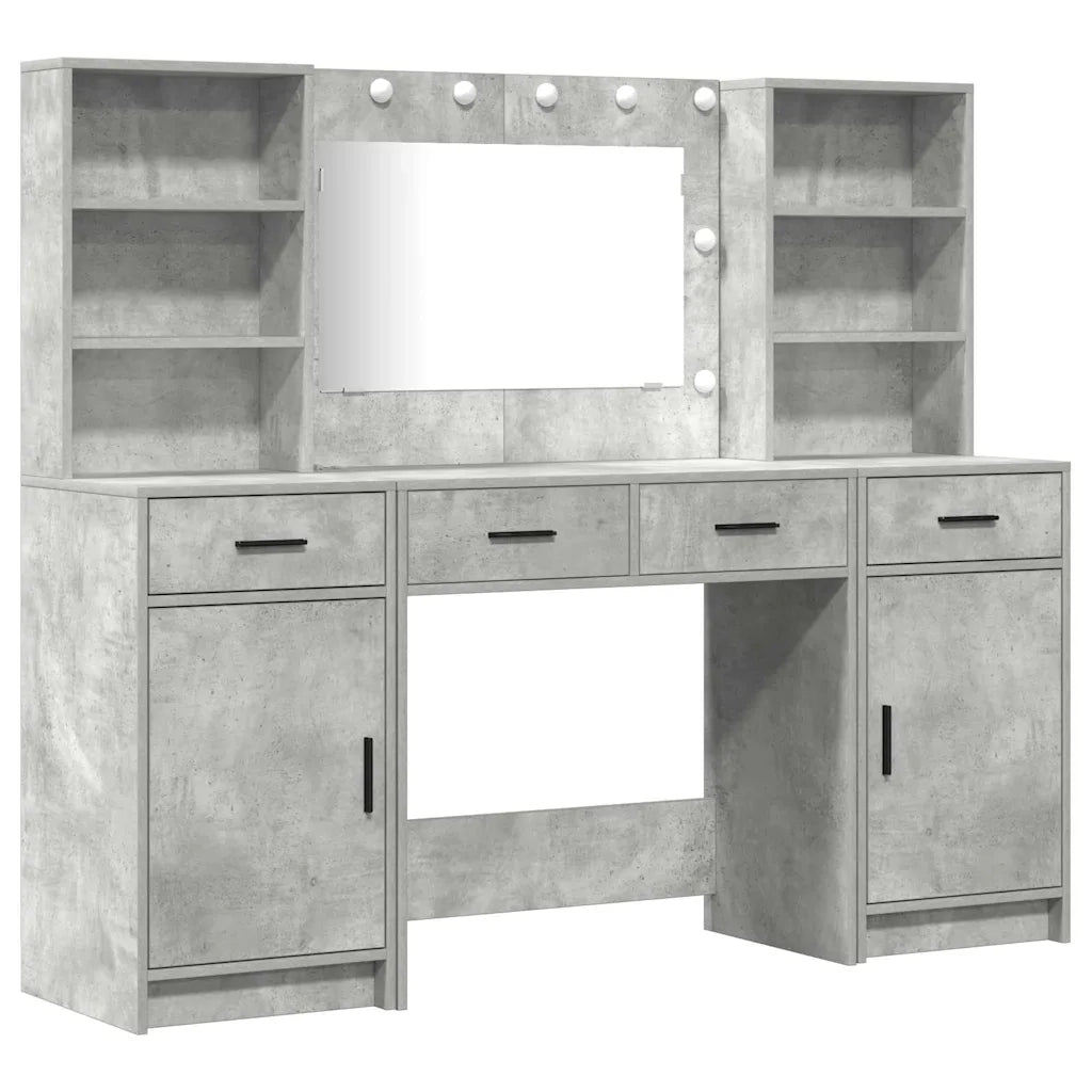 Set da tavolo da trucco con LED con porta 3 pcs Grigio cemento 3334284