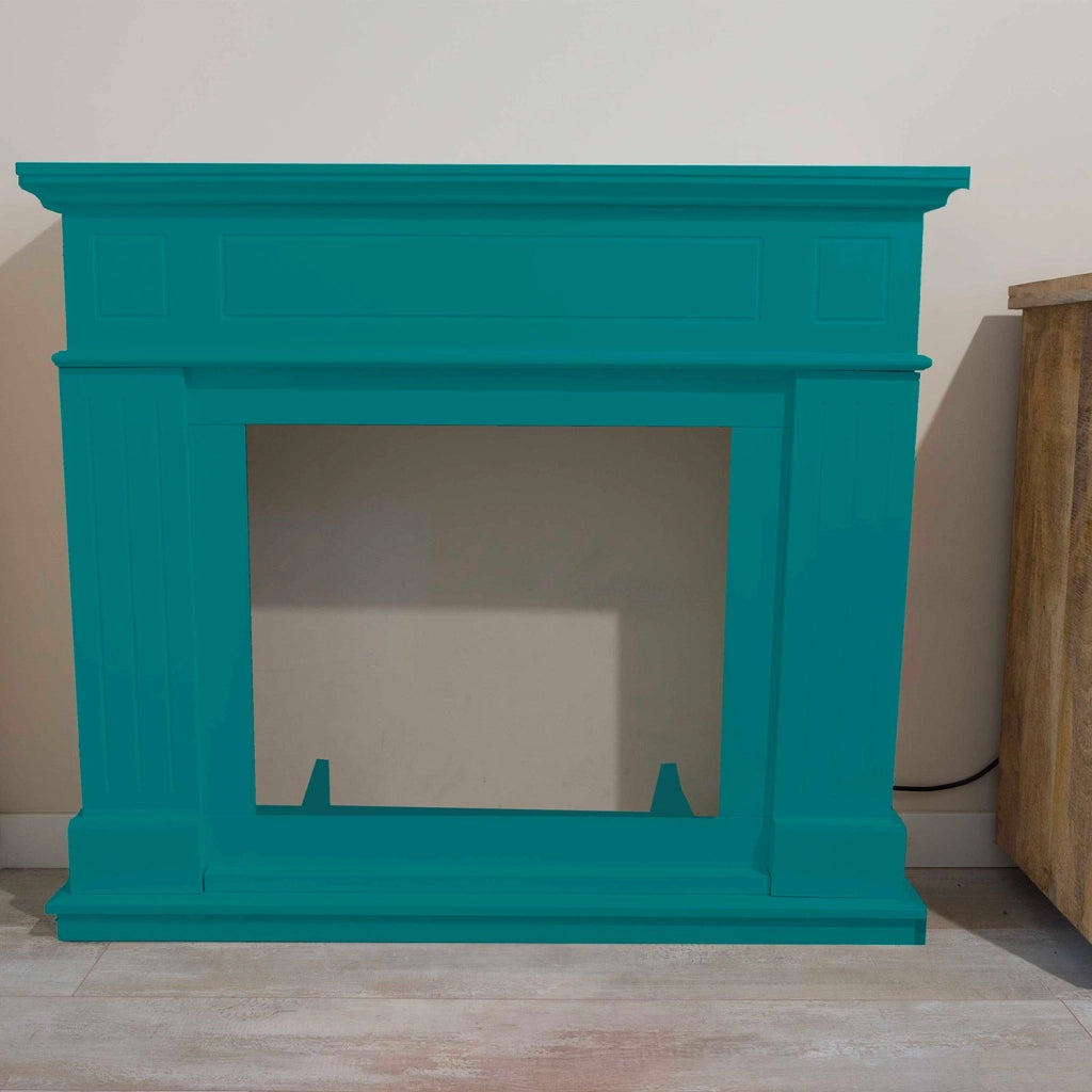 Cornice da Pavimento per Inserto Camino Elettrico 110x94,9x24,9 cm in MDF Sined Pienza Turchese
