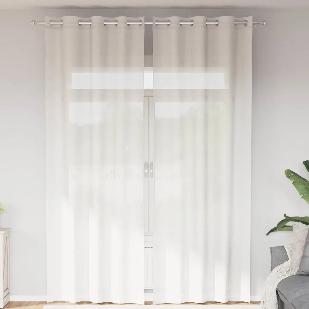 vidaXL Tende in Voile con Occhielli 2 pz Bianco